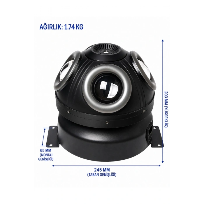 Hepu FB-4130 Mantar Sahne Işığı 60W DMX512 RGBW LED & 100MW Yeşil Lazerli Robot Işık Sistemi