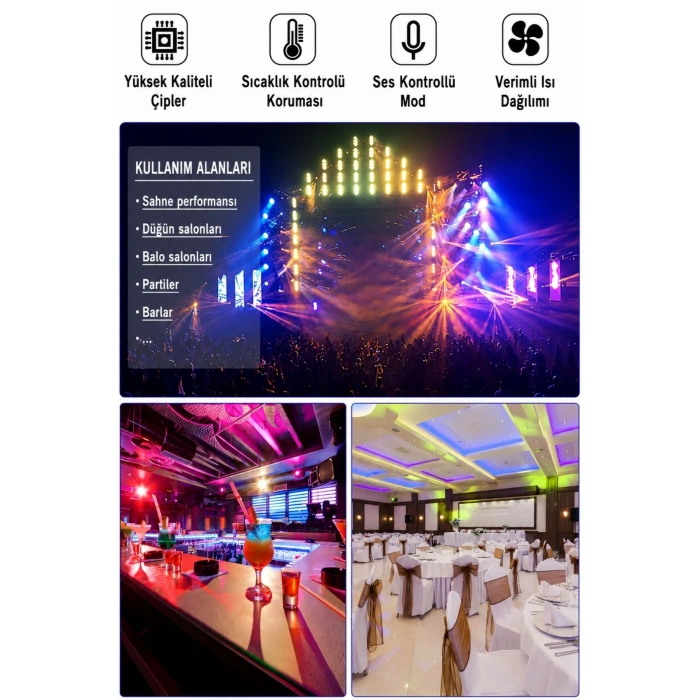 Hepu FB-4130 Mantar Sahne Işığı 60W DMX512 RGBW LED & 100MW Yeşil Lazerli Robot Işık Sistemi