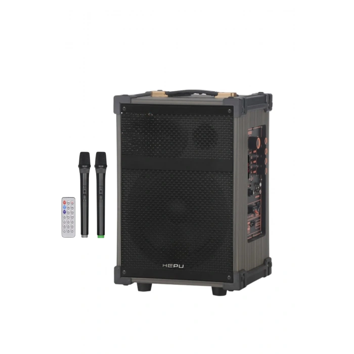 Hepu Hp-976 Partybox Bluetooth Hoparlör 8 Woofer 40W Güç 2 Kablosuz Mikrofon Kumanda