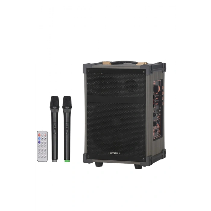 Hepu Hp-977 Partybox Bluetooth Hoparlör 12 Woofer 50W Güç 2 Kablosuz Mikrofon Kumanda