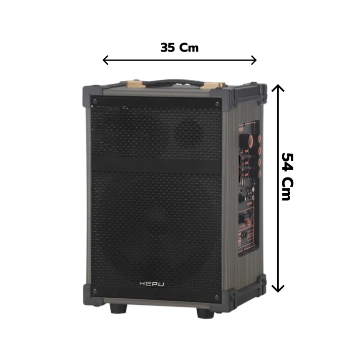 Hepu Hp-977 Partybox Bluetooth Hoparlör 12 Woofer 50W Güç 2 Kablosuz Mikrofon Kumanda