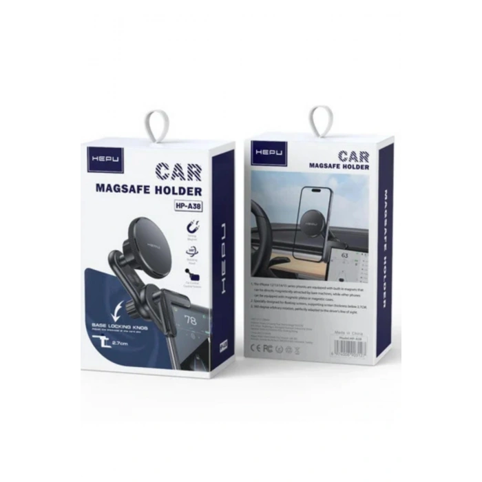 Hepu HP-A38 Magsafe Araç İçi Telefon Tutucu - Tesla/Merkezi Ekran Uyumlu, 360 Dönebilir Güçlü Mıknatıslı