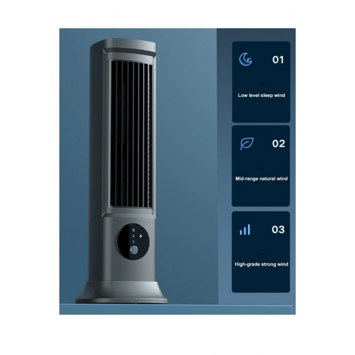 Hepu HP-F21 Masaüstü Kule Vantilatör Şarjlı 3 Kademeli Soğutma