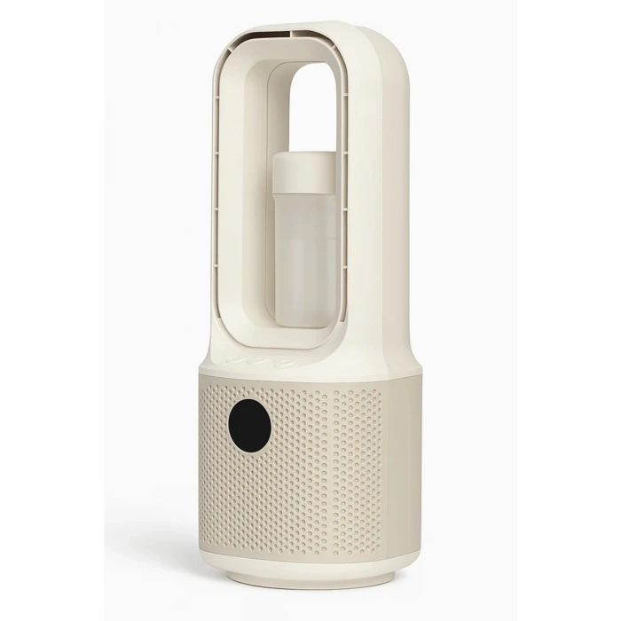 Hepu Hp-F27 Beyaz Dijital Ekranlı Sessiz Masaüstü Kule Vantilatör | 9 Kademeli Hız Type-C Şarjlı Taşınabilir Mini Fan