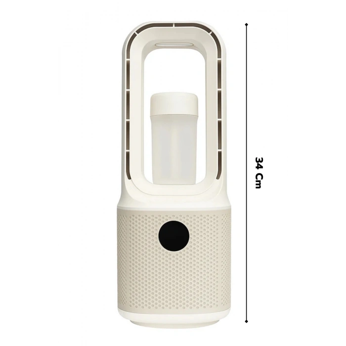 Hepu Hp-F27 Beyaz Dijital Ekranlı Sessiz Masaüstü Kule Vantilatör | 9 Kademeli Hız Type-C Şarjlı Taşınabilir Mini Fan