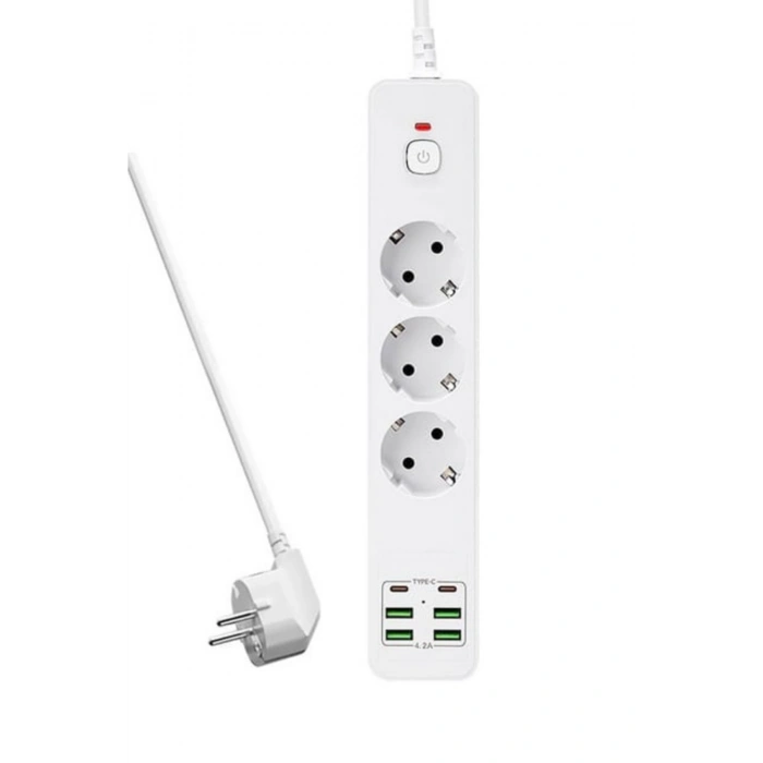 Hepu Hp-H11 Akıllı Power Socket 3 Priz + 4 USB + 2 Type-C 3000W Güç