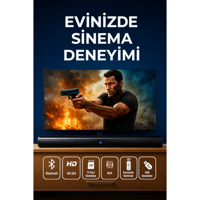 Hepu HP-TV05 Bluetooth Soundbar Hoparlör Ses Sistemi - TV ve Bilgisayar Uyumlu Ev Sinema Sistemi