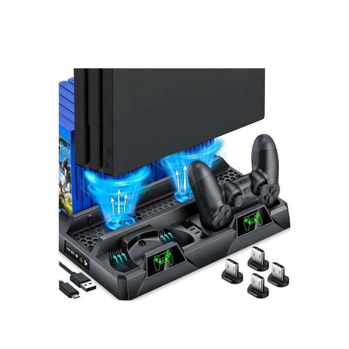 Hepu TP4-18119 PS4 Soğutucu ve Şarj Standı Slim/Pro Uyumlu