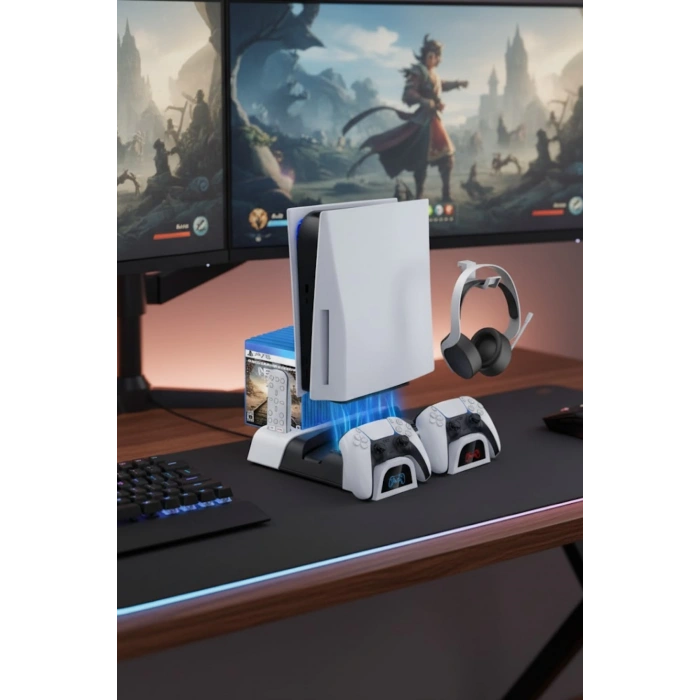 Hepu TP5-1511 PS5 Şarj ve Soğutucu Stand | DualSense Uyumlu Hızlı Şarj İstasyonu