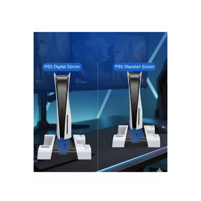 Hepu TP5-1511 PS5 Şarj ve Soğutucu Stand | DualSense Uyumlu Hızlı Şarj İstasyonu