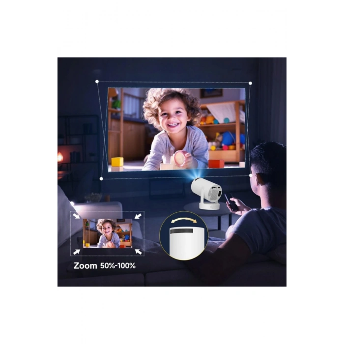 HY300ProMax Bataryalı Android Akıllı Projektör - 4K Destekli, WiFi6, Taşınabilir Ev Sineması