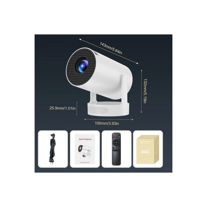 HY300ProMax Bataryalı Android Akıllı Projektör - 4K Destekli, WiFi6, Taşınabilir Ev Sineması