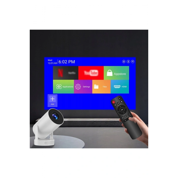 HY300ProMax Bataryalı Android Akıllı Projektör - 4K Destekli, WiFi6, Taşınabilir Ev Sineması