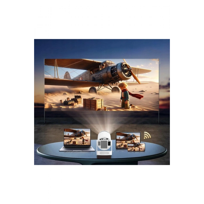 HY300ProMax Bataryalı Android Akıllı Projektör - 4K Destekli, WiFi6, Taşınabilir Ev Sineması