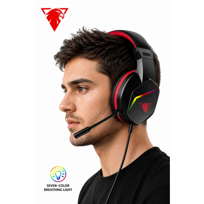 Jedel Gaming GH-269 7.1 USB Mikrofonlu RGB Oyuncu Kulaklığı - Siyah/Kırmızı