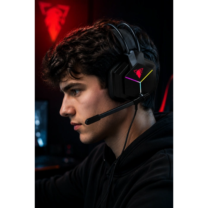 Jedel Gaming GH-561 RGB Işıklı Mikrofonlu Oyuncu Kulaklığı USB 50mm Sürücü