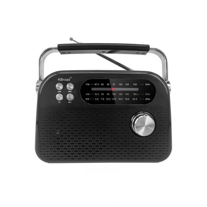 KBroad KTF-2026 Siyah Full Band Radyo - Nostaljik Görünümlü, Şarjlı, Güçlü Ses Çıkışlı
