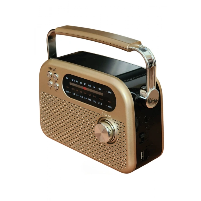 KBroad KTF-2026 Siyah Full Band Radyo - Nostaljik Görünümlü, Şarjlı, Güçlü Ses Çıkışlı