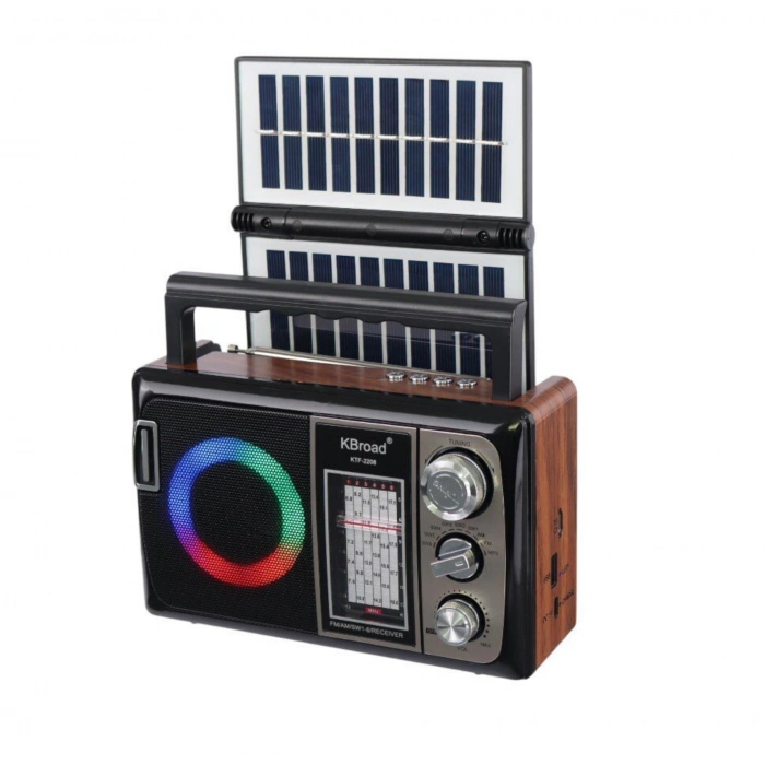 KBroad Ktf-2208 Nostalji Solar Enerjili Güneş Panelli Fm Radyo Şarj Edilebilir