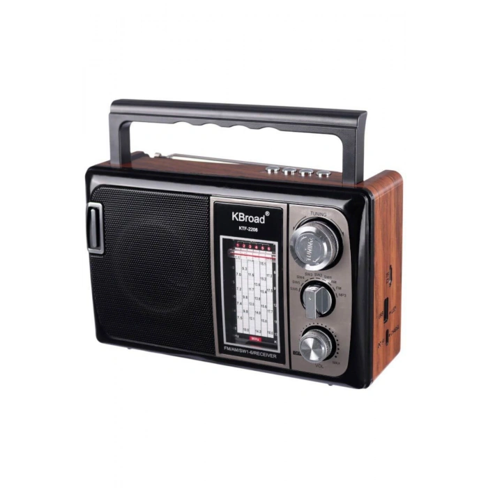 KBroad Ktf-2208 Nostalji Solar Enerjili Güneş Panelli Fm Radyo Şarj Edilebilir