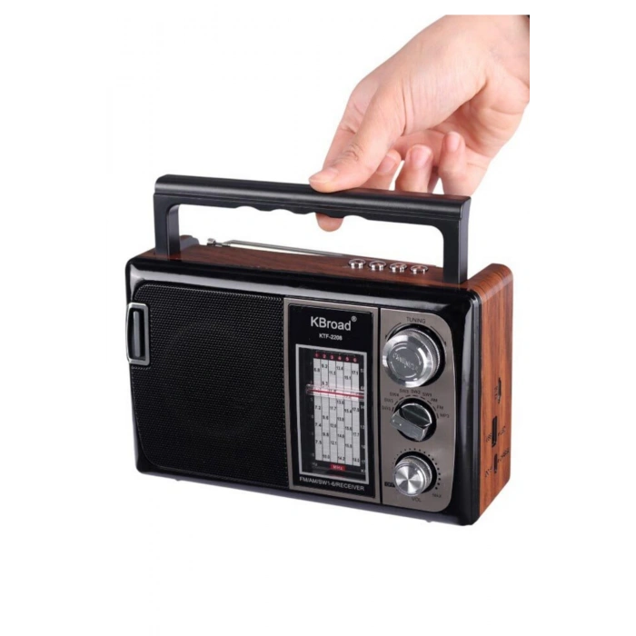 KBroad Ktf-2208 Nostalji Solar Enerjili Güneş Panelli Fm Radyo Şarj Edilebilir