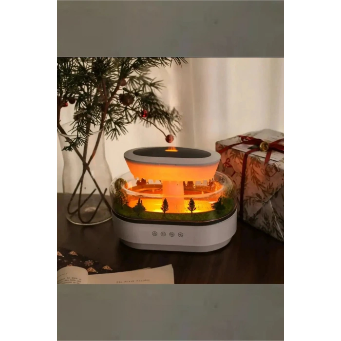 Leerfei 286 Yağmur Damlası Aroma Difüzör, 6 Renk Işıklı Hava Nemlendirici ve Dinlendirici Sesler