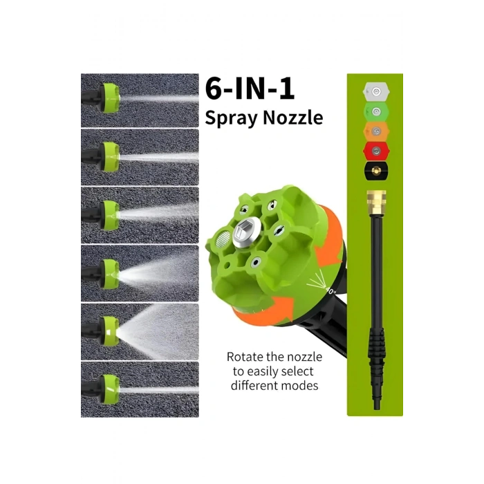 Leerfei 8100 Şarjlı Akülü Araba Yıkama Makinesi | 3.0Mpa Yüksek Basınçlı Taşınabilir Oto Yıkama Tabancası