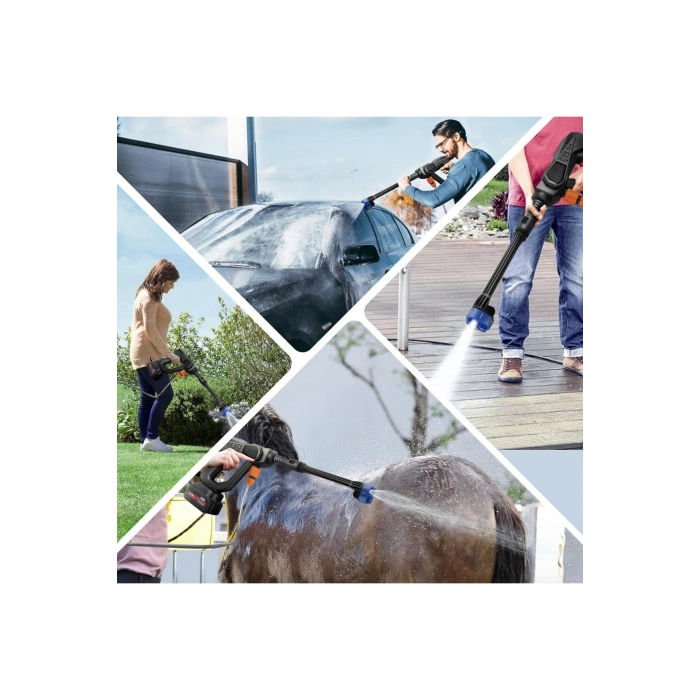 Leerfei 8108 Akülü Araba Yıkama Makinesi | 48V Li-ion Pil | Yüksek Basınçlı Taşınabilir Temizlik Tabancası