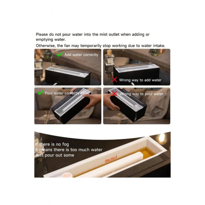 Leerfei A4 Şömine Görünümlü Alev Efektli Hava Nemlendirici Aroma Difüzörü Buhar Makinesi