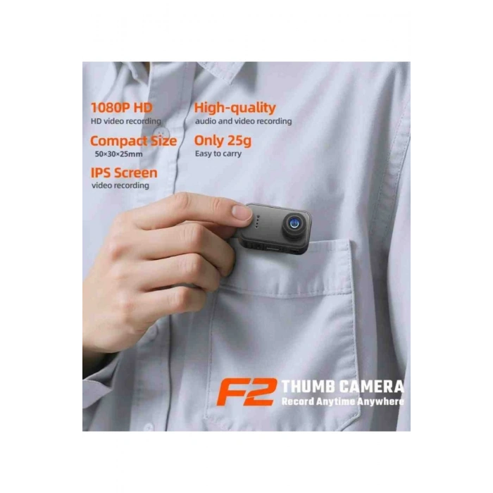 Leerfei F2 Parmak Kamera | Mini Aksiyon Kamera | Bisiklet Kask Kayak İçin Full HD Kamera