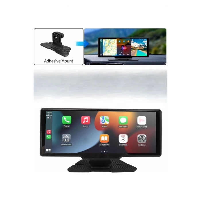 Leerfei Lf-1026 Taşınabilir HD Dokunmatik Ekranlı Kablosuz Araç Multimedya Oynatıcısı -CarPlay Android Auto Geri Görüş Kamerası