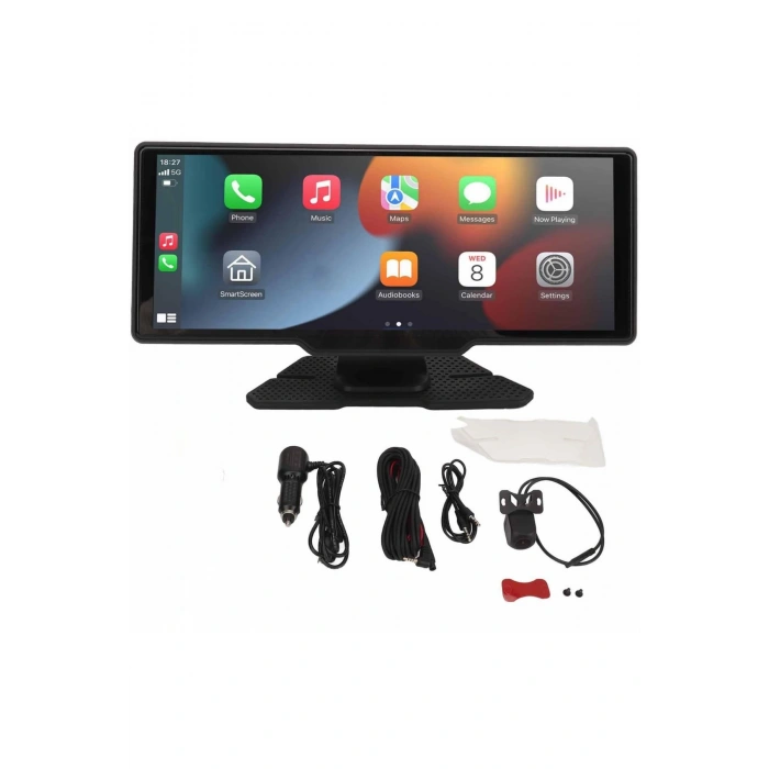 Leerfei Lf-1026 Taşınabilir HD Dokunmatik Ekranlı Kablosuz Araç Multimedya Oynatıcısı -CarPlay Android Auto Geri Görüş Kamerası