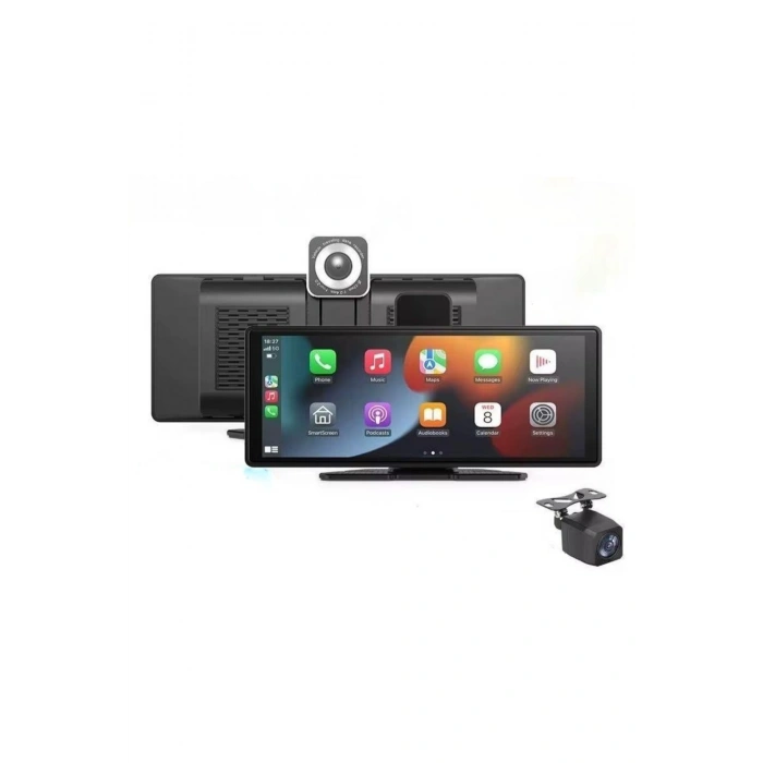 Leerfei Lf-1026 Taşınabilir HD Dokunmatik Ekranlı Kablosuz Araç Multimedya Oynatıcısı -CarPlay Android Auto Geri Görüş Kamerası