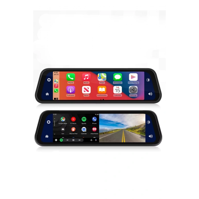 Leerfei Lf-966 4K Gece Görüşlü Akıllı Dikiz Aynası Araç İçi Kamera - Kablosuz CarPlay