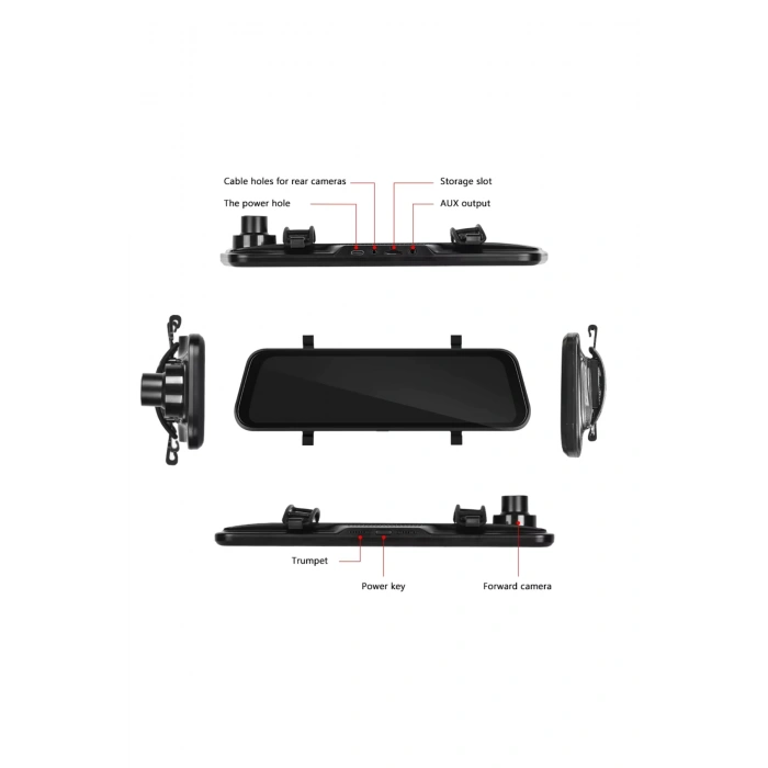 Leerfei Lf-966 4K Gece Görüşlü Akıllı Dikiz Aynası Araç İçi Kamera - Kablosuz CarPlay