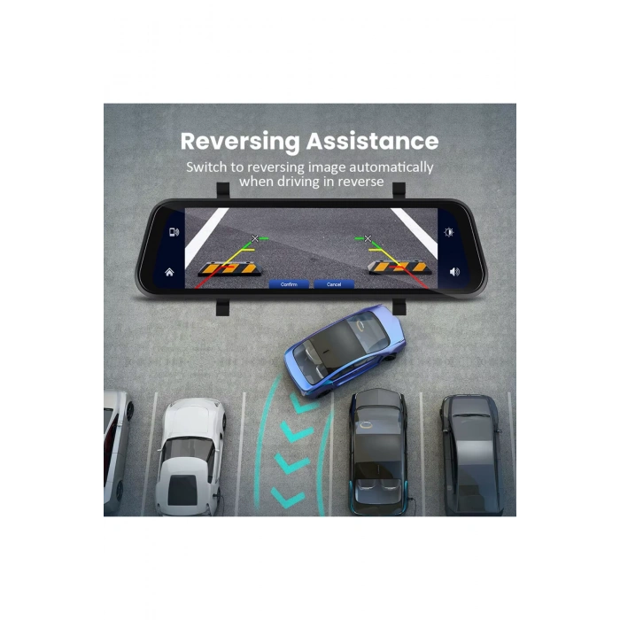 Leerfei Lf-966 4K Gece Görüşlü Akıllı Dikiz Aynası Araç İçi Kamera - Kablosuz CarPlay