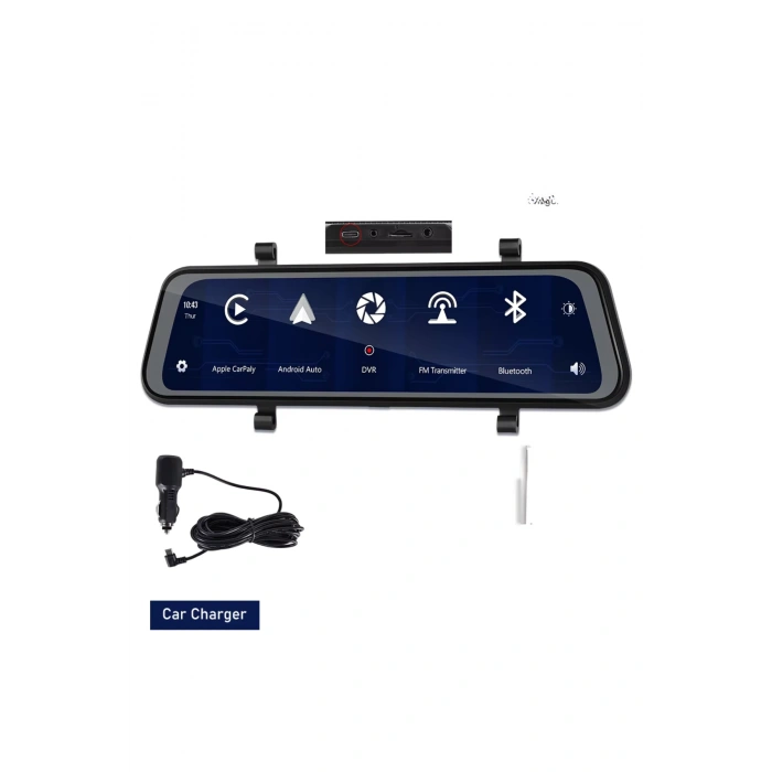 Leerfei Lf-966 4K Gece Görüşlü Akıllı Dikiz Aynası Araç İçi Kamera - Kablosuz CarPlay