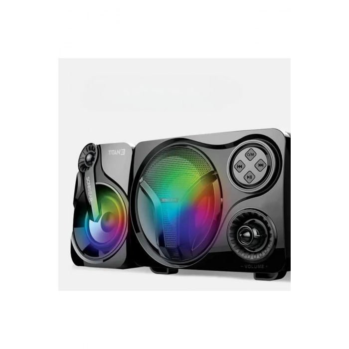 Leerfei SP-60 2.1 Bluetooth Hoparlör Sistemi | RGB Işıklı Subwoofer ve Uydu Hoparlörler | USB, TF Kart, FM Destekli