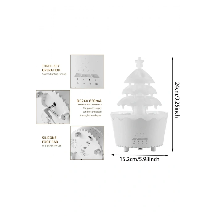 Leerfei V51 Yağmur Bulutu Görünümlü Aroma Difüzör, Nemlendirici -250ml Kapasiteli