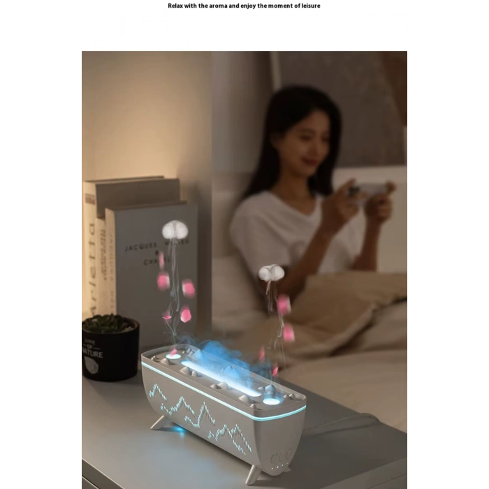 Leerfei V72 Ultrasonik Hava Nemlendirici - 280ml Alev Efektli Gece Lambası ve Oda Kokusu Difüzörü