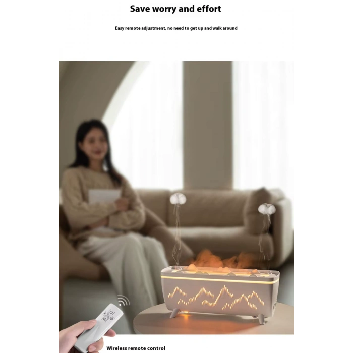 Leerfei V72 Ultrasonik Hava Nemlendirici - 280ml Alev Efektli Gece Lambası ve Oda Kokusu Difüzörü