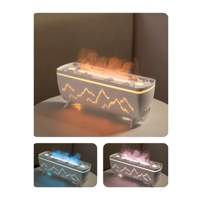 Leerfei V72 Ultrasonik Hava Nemlendirici - 280ml Alev Efektli Gece Lambası ve Oda Kokusu Difüzörü