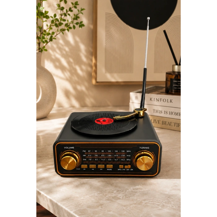 Meier MD-1320BT Siyah Nostaljik Görünümlü Bluetooth Hoparlör ve 3 Bantlı Şarjlı Radyo