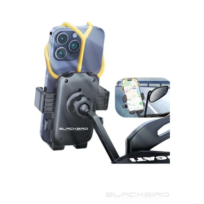 Blic BTS15 Motosiklet Telefon Tutucu Ayna Bağlantılı  360 Derece Dönen