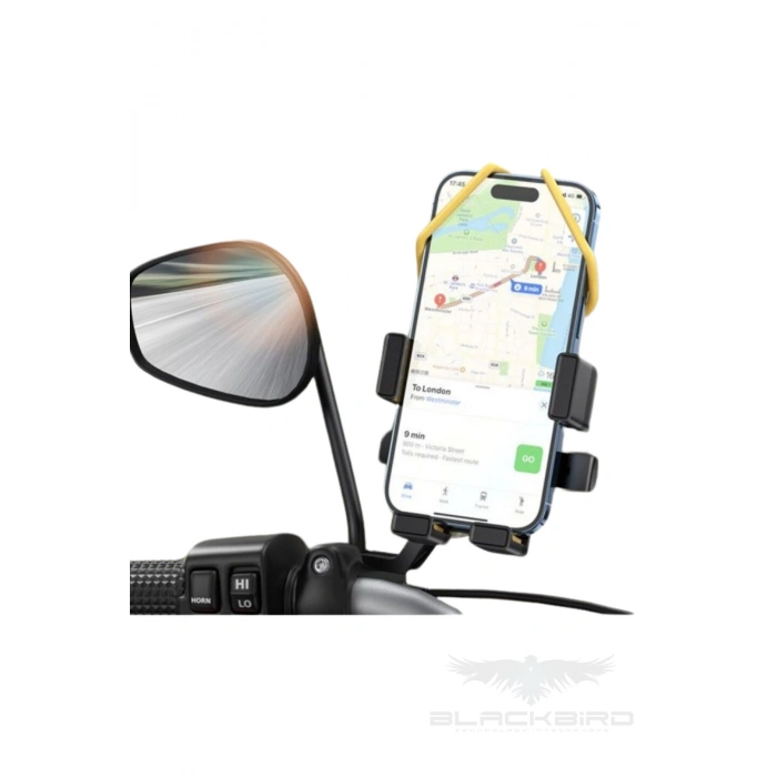 Blic BTS15 Motosiklet Telefon Tutucu Ayna Bağlantılı  360 Derece Dönen