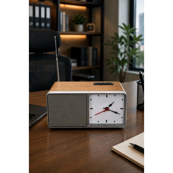 NNS NS-805BT Kahverengi Nostaljik Retro Radyo - Bluetooth Hoparlörlü, Saatli ve Şarjlı Masa Radyosu
