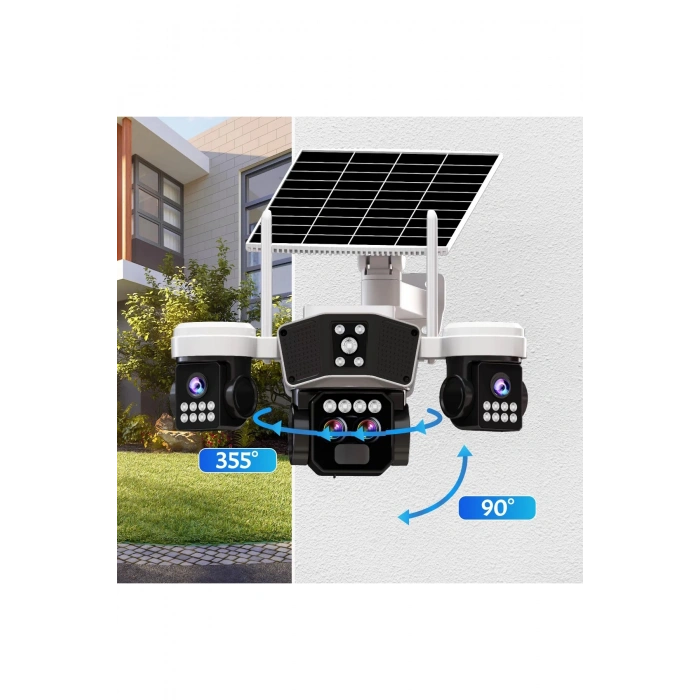 O-kam Pro Okam-9005 | 4G Güneş Enerjili 12 Mp Akıllı Güvenlik Kamerası | Ultra HD Çoklu Lens PTZ Dış Mekan