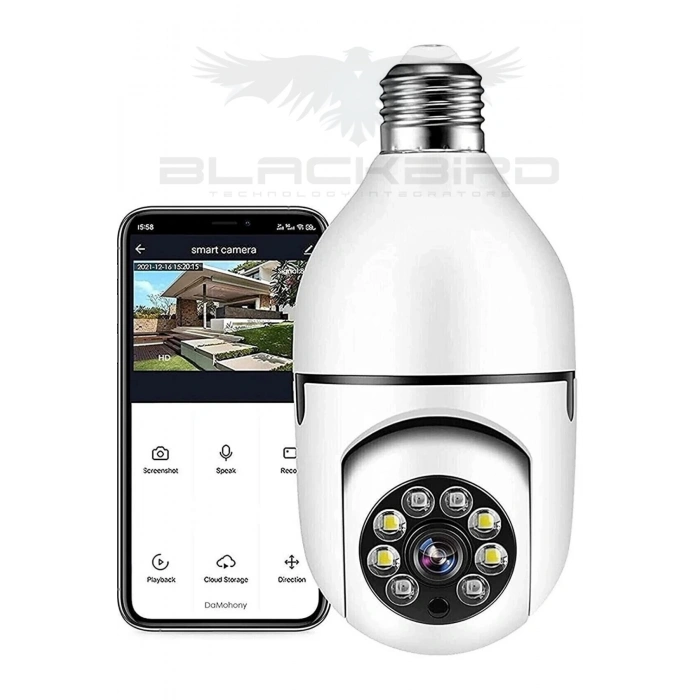O-kam Pro Okam-4045 | Tek Lensli 360 WiFi Akıllı Ampul Kamera | 2MP+2Mp