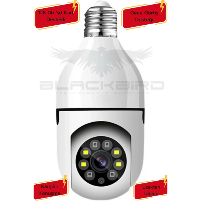O-kam Pro Okam-4045 | Tek Lensli 360 WiFi Akıllı Ampul Kamera | 2MP+2Mp