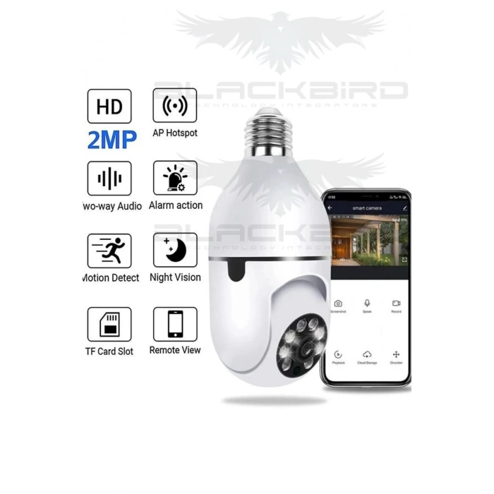 O-kam Pro Okam-4045 | Tek Lensli 360 WiFi Akıllı Ampul Kamera | 2MP+2Mp
